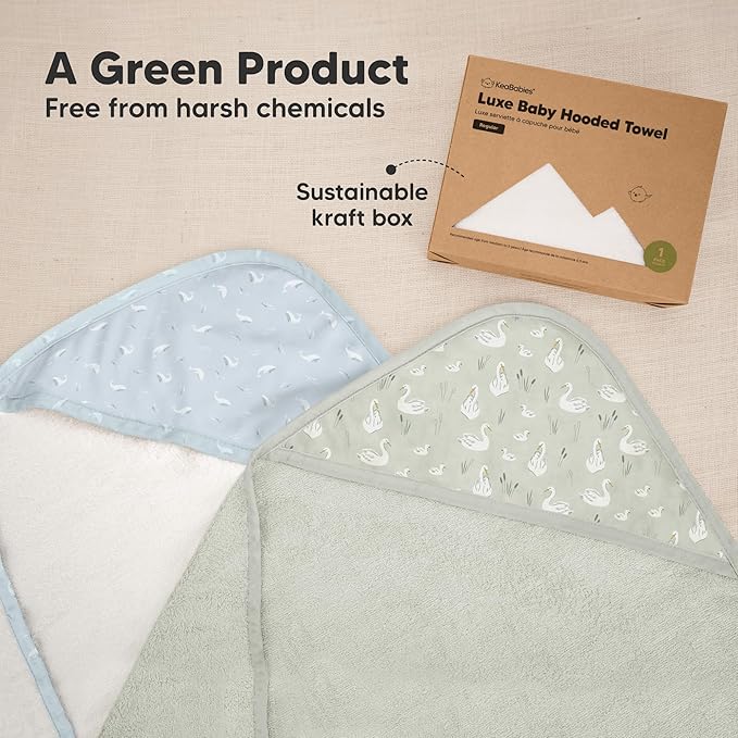 KeaBabies Hooded Baby Towel for Newborn - Viscose Derived from Bamboo Large Baby Bath Towels with Hood for Boys, Girls, Toddler, Extra Absorbent & Soft Newborn Bath Essentials (Wildwood)