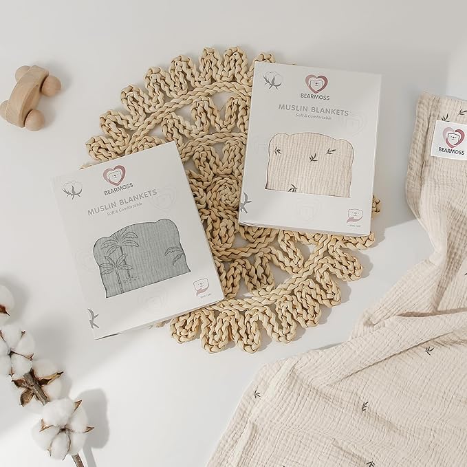 Bearmoss Baby Blankets for Unisex Boys Girls, Soft Nursery Crib Blankets with Muslin Cotton Front and Dotted Fleece Back for Newborns Toddlers 30x40inch (Cute Bud)