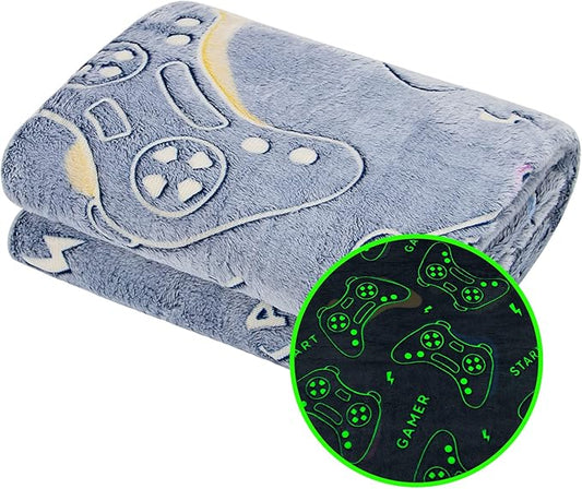 Glow in The Dark Blanket Game Controller Throw Blanket, Toys for Kids Boyfriend, Boys Teen Soft Cozy Gaming Blanket Gamer Gifts Game Decor Blankets for Home Bedroom 40"x50"