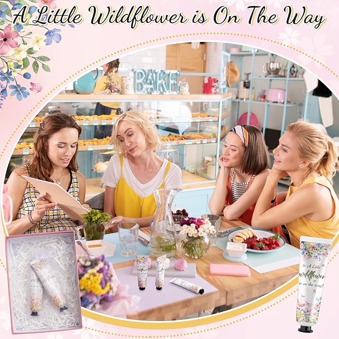 48 Sets Baby Shower Hand Cream Bulk Wildflower Baby Shower Favors Bridal Thank You Hand Cream for Guests Travel Size Lotion with Organza Bags