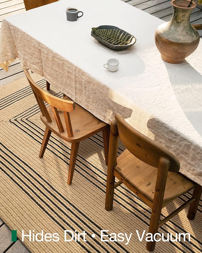 LUMI Jute Area Rug 4x6 for Living Room, Natural Handwoven Rugs Non Slip, Farmhouse Braided Carpets No Shedding for High Traffic, Dining Room, Indoor, Outdoor, Patio
