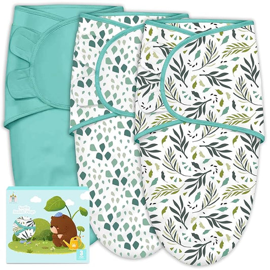 Cute Castle 3-Pack Baby Swaddle Sleep Sacks - Newborn Swaddle Sack - Ergonomic Baby Swaddles Blanket Warp for Boys and Girls - Baby Essentials (0-6 Months - Green)