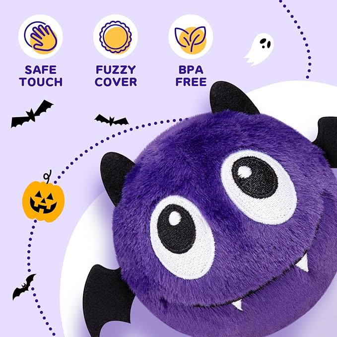 PlayZap Bouncy Balls for Kids with Plush Covers - 3" Large Size BPA Free 10 Feet High Bounce - -Indoor Outdoor Games Toddler Toys - Halloween Birthday Gift for Boys Girls 1-3 3-5 5-8 8-12