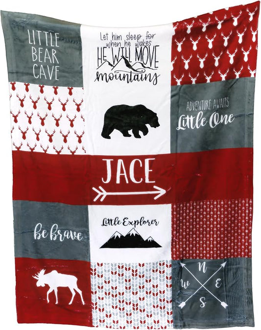 Girls Love A Monogram Personalized Baby Blankets for Boys - Woodland Personalized Baby Blanket - Custom Baby Blankets for Boys - Baby Stuff - Nursery Décor