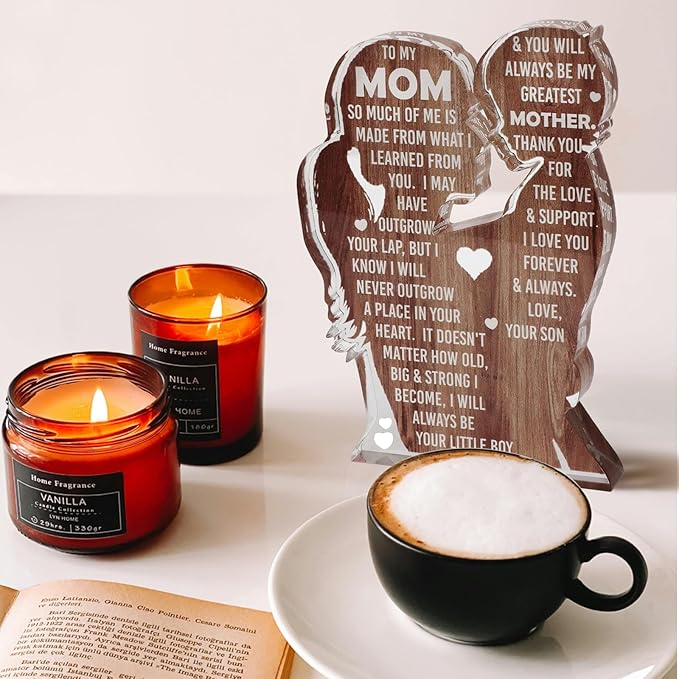 Mom from Son, Stocking Stuffers for Mama, Best Mom Ever, Unique Birthday Present Ideas for New Mom First Time Mom - Desk Decor Acrylic Sign