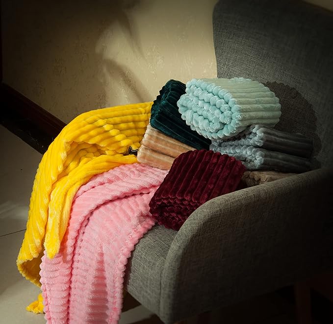 NTBAY Flannel Fuzzy Toddler Blanket, Fluffy Warm and Lightweight Reversible Stripes Design Baby Plush Blanket, 30x40 Inches, Wine Red