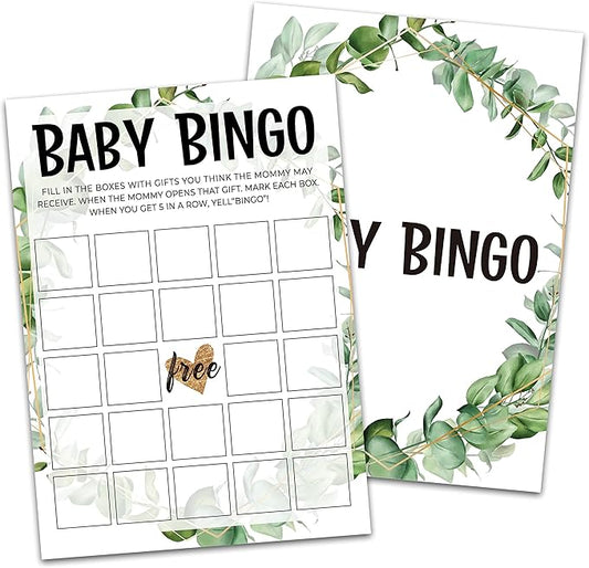Baby Shower Game Cards, Baby Bingo Game, Tropical Jungle Theme Party Cards for Gender Neutral Boys or Girls, Set of 30 Cards(Green006)