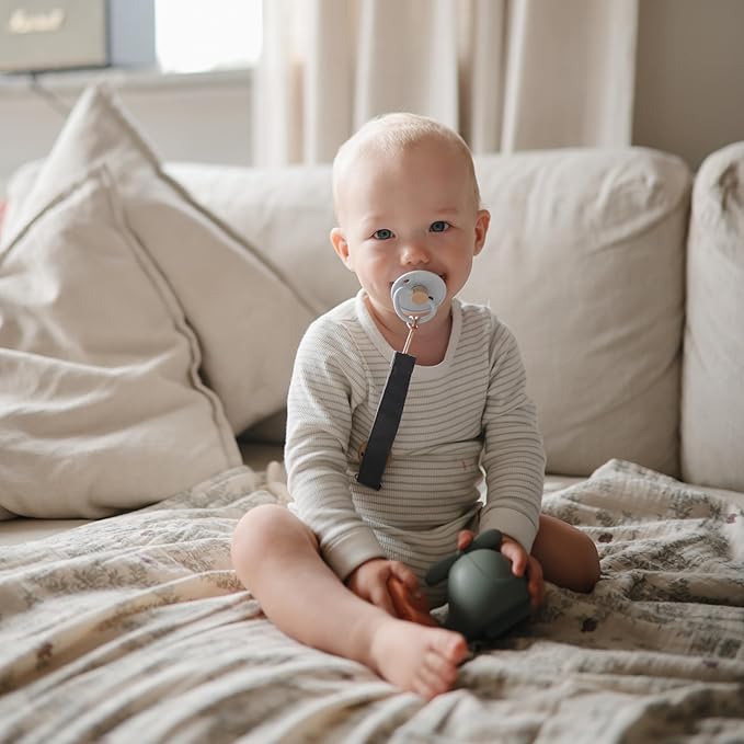 FRIGG Little Viking Natural Rubber Baby Pacifier 2-Pack | Made in Denmark | BPA-Free (Ocean View/Powder Blue, 0-6 Months)