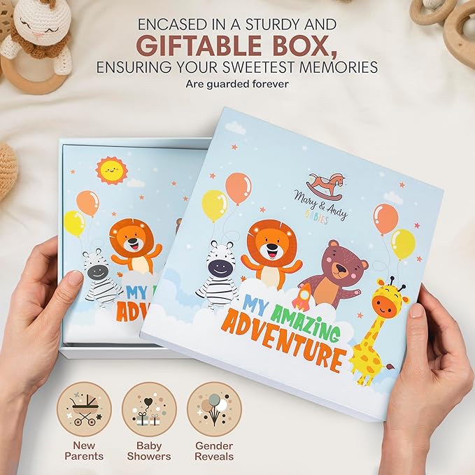 Playful Keepsake and Memory Book - First 5 Years Completely Illustrated Baby Journal - Joyful Scrapbook for Boy or Girl - Easily Record Radiant Memories - Perfect for Baby Shower