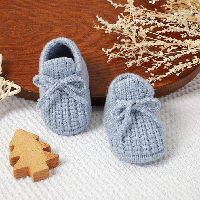 DovFanny Baby Booties Newborn Baby First Shoes Cozy Warm Knit Soft Booties for Toddler Infant Boy Girl