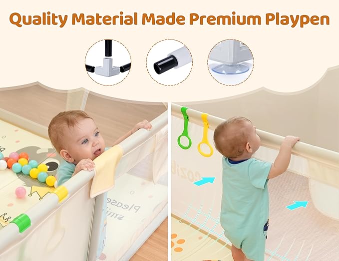 CoziBB Baby Playpen with Mat, 71" × 59" Extra Large Playpen for Toddler, Play Yard, Baby Fence Play & Sleep Area for Indoor & Outdoor