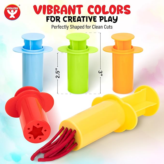5-Piece Dough Extruder Set for Kids – Fun Shape Makers for Dough, Craft Clay, and More – Creative Tools for Arts & Craft Activities