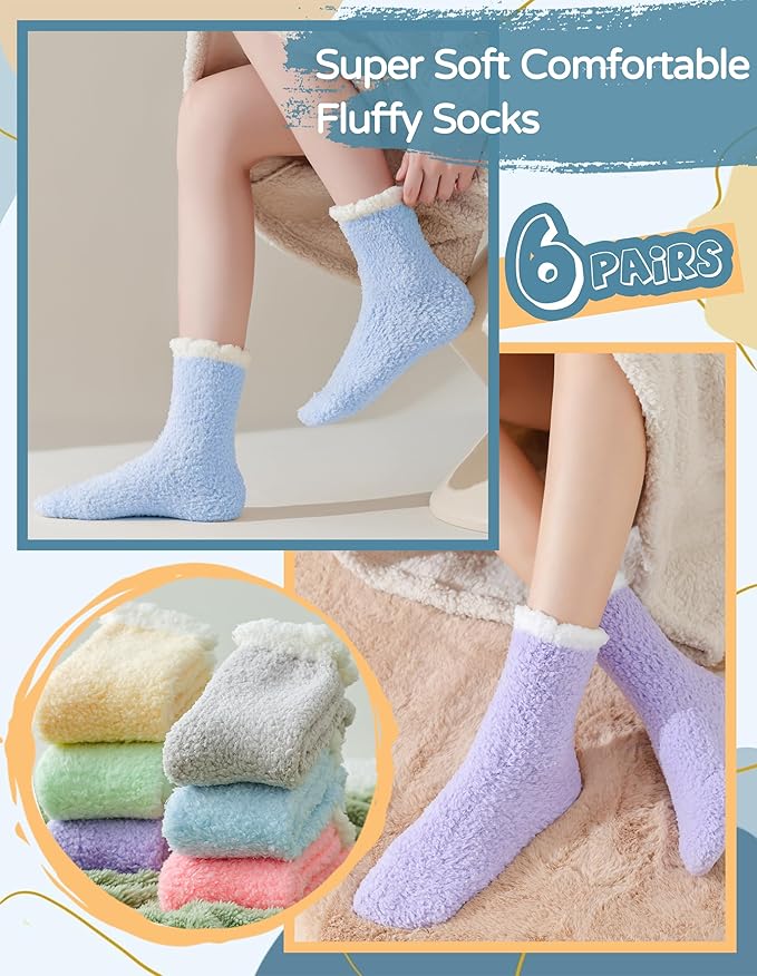 TEHOOK Warm & Cozy Gifts for Women, Fluffy Fuzzy Sock, Plush Sleeping Slipper Socks - Soft Warm Fabric