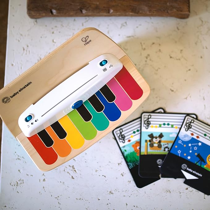 Baby Einstein and Hape Magic Touch Wooden Toy Piano, Montessori Musical Learning Toy for Babies and Toddlers 6mo+