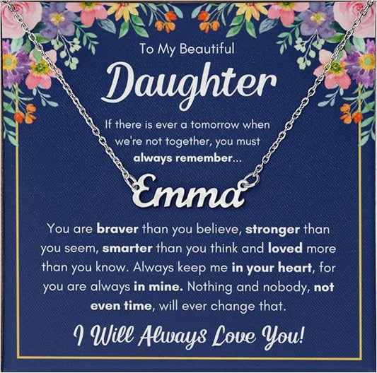To My Beautiful Daughter Necklace from Mom & Dad | Cubic Zirconia Pendant with Heartfelt Message Card & Gift Box | Daughter Birthday, Graduation, Christmas Jewelry Gift from Parents