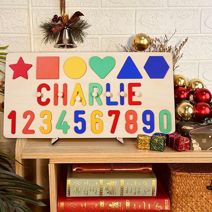 Name Puzzle for Kids Personalized, Custom Baby First Birthday Easter Gift, Montessori Learning Toddler Toy for Boy Girl, Alphabet Puzzle
