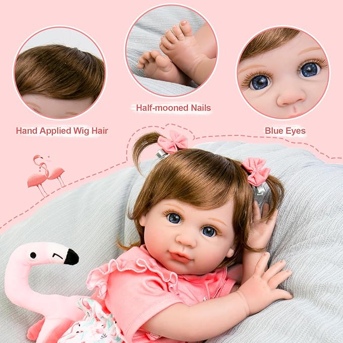 Aori Realistic Reborn Baby Doll Girls - 22 inches Real Life Newborn Baby Dolls, Adorable Lifelike Babies, Weighted Reborn Toddler Gifts Set for Kids Grandma