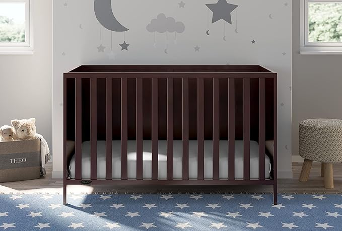 Graco Theo 3-in-1 Convertible Baby Crib (Espresso) - GREENGUARD Gold Certified, Converts to Toddler Bed & Daybed, Fits Standard Full-Size Baby Crib Mattress, 4 Adjustable Mattress Heights