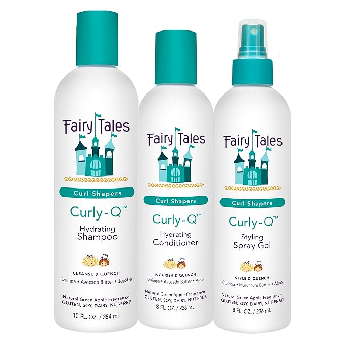 Fairy Tales Curly Q Shampoo & Conditioner Kit for Curly Hair - Hydrates, Detangles, Defines Curls, Tames Frizz -free from Phthalate , Paraben & Sulfate - 3 Travel Size Items