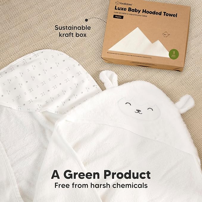 KeaBabies Hooded Baby Towel for Newborn - Viscose Derived from Bamboo Large Baby Bath Towels with Hood for Boys, Girls, Toddler, Extra Absorbent & Soft Newborn Bath Essentials (Wildscape)
