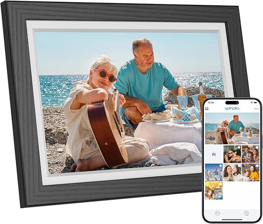Dragon Touch Digital Picture Frame WiFi 10 inch IPS Touch Screen Digital Photo Frame Display, 32GB Storage, Auto-Rotate, Share Photos via App, Email, Cloud, Classic 10 Brown