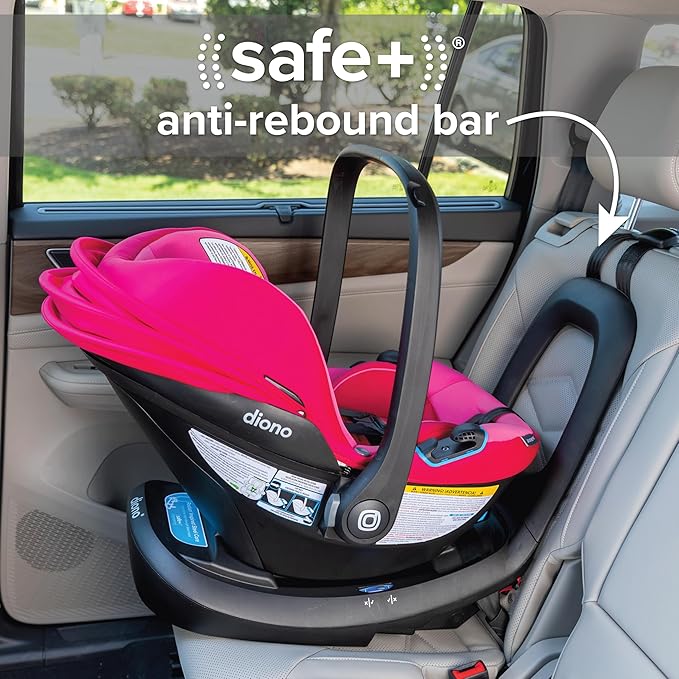 Diono LiteClik30 XT SafePlus Infant Car Seat and Base, Rear-Facing for Infants 4-30lbs, SafePlus Engineering, with Infant Insert, UPF 50+ Sunshade (Pink Cotton Candy)