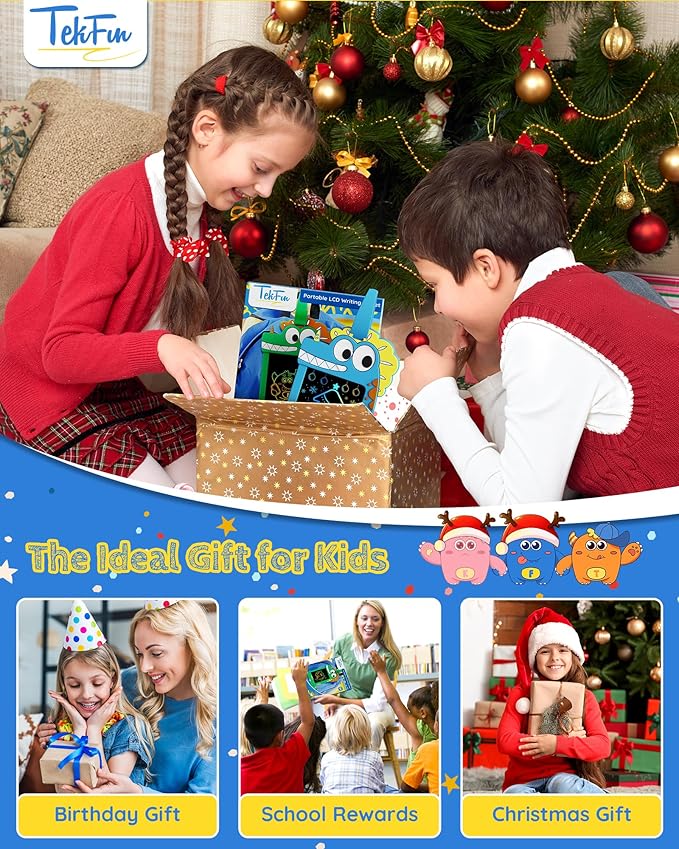 TEKFUN NanoDoodle Toys, Dinosaur Toys for Kids 4.5in LCD Writing Tablet Drawing Board for Classroom School Home, Christmas Gifts for Boys Girls 3-10 Years Old