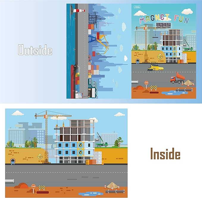 Magnetic Portable Playboard Construction Site Engineering Vehicles (44 Pcs)