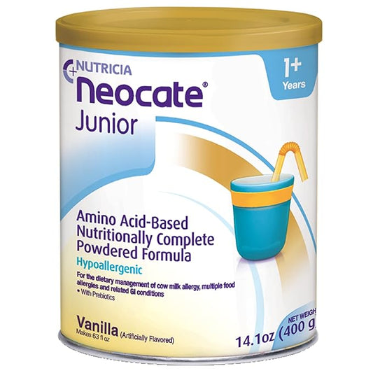 Nutricia Neocate Junior - Hypoallergenic, Dairy-free, Amino Acid-Based Formula for 1+ Years - For Toddlers, Kids & Teens - Powdered Formula- Vanilla - 14.1 oz can (Case of 1)