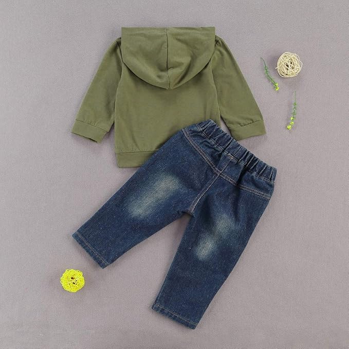 fhutpw Toddler Baby Boy Outfits Hoodie Sweatshirts & Jeans Clothes Set Fall Winter 6 9 12 18 24 Months