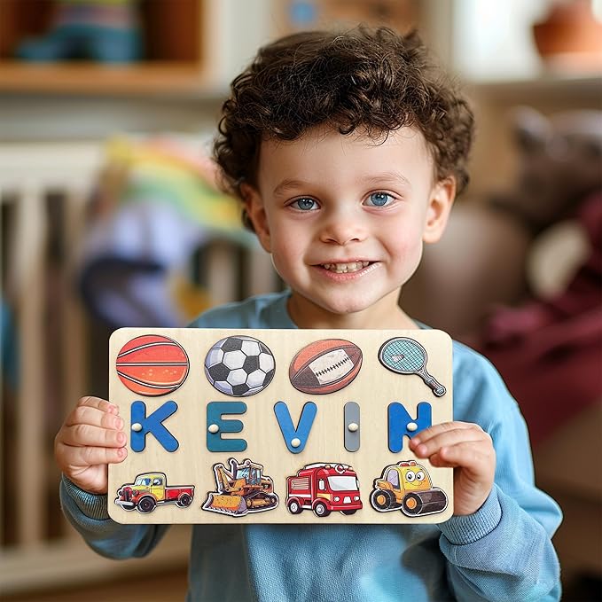 Name Puzzle for Kids Personalized, Custom Wooden Name Puzzle for Toddlers, Birthday Montessori Toys for 1 Year Old Boy, Learning Toys for Toddlers 2-4 Years, 1st Birthday Girl Gifts,Easter Gifts