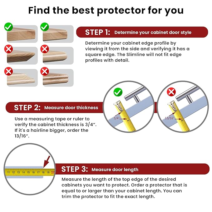 Cabinet Hero Slimline Cabinet Edge Protector - Prevents Chipping, Wear, Discoloration - Drawer Edge Guard, Bumper for Drawer - Easy Slip-On Installation - 3/4" Thick, 24" Length, Black, Pack of 4