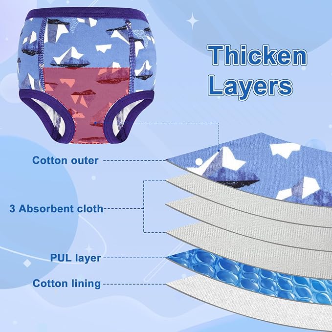 MOEMOE BABY Training Underwear 10 Packs Absorbent Potty Training Pants for Boys and Girls Cotton Pee Pants 2-9T