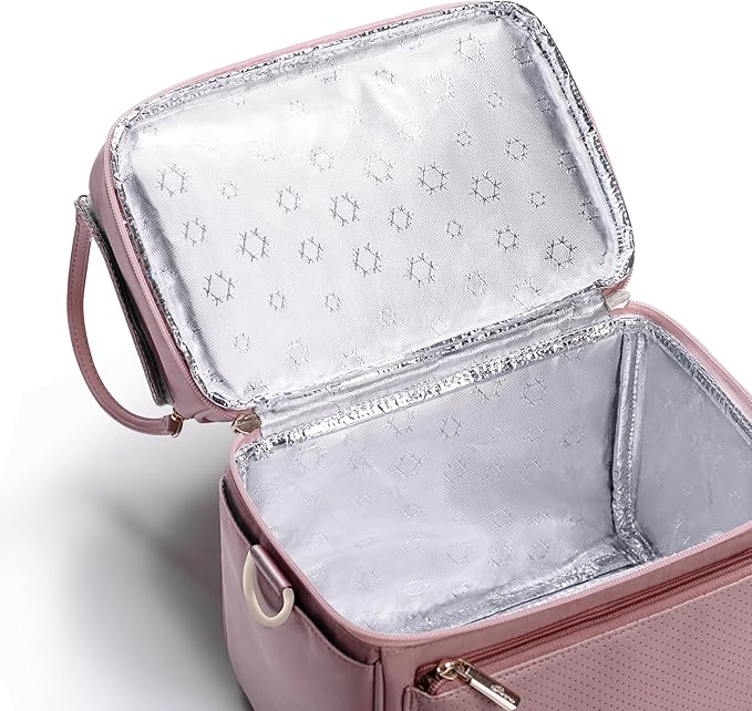 Sunveno Breastmilk Cooler Bag with 2 Ice Packs & Detachable EPP Insulation Box, 15-Hour Cold Retention Foil-Lined Leak-Proof Tote Fits 3 baby Bottles for On-The-Go Pumping Moms, Daycare & Travel,Grey