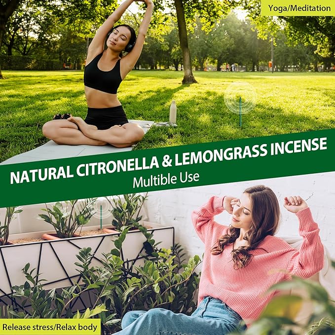 KICKOUTOR® Mosquito Repellent Outdoor Patio 12 PCS Natural Citronella Mosquito Incense Sticks DEET Free Mosquito Barrier Repeller for Backyard Travel Camping Indoor Gnat Mosquito Control