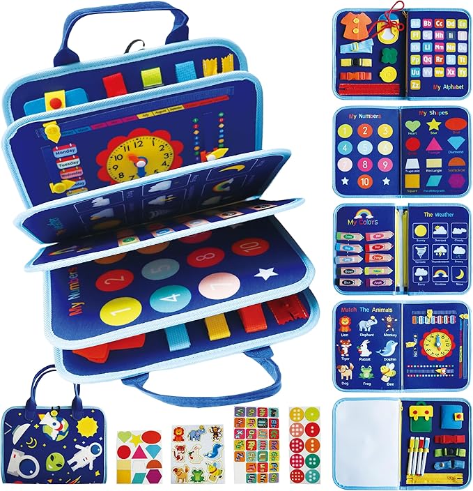 Felt Busy Book Sensory Toys for 3+ Years Old Toddlers Quiet Activity Book Educational Learning Contains Life Skills, Cognition, Sorting, Matching