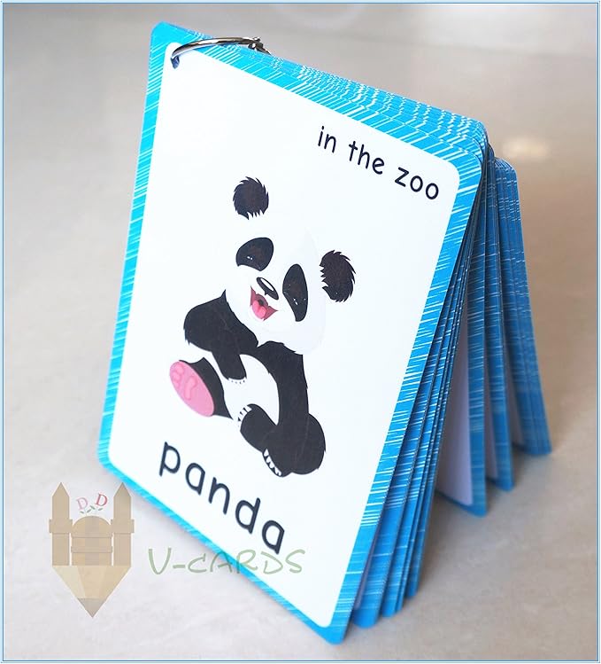 32 pcs Wild Animals Flashcards for Kids | Learning Cards & Montessori Pocket Cards for Pre-K Wall Stickers and Insect Themed Party, Online Classroom | Teacher/Autism Therapists Tools
