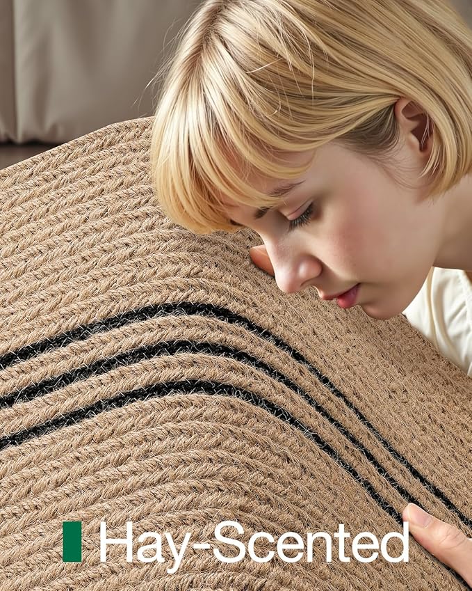 LUMI Jute Runner Rug Non Slip for Hallway, 3'x8' Natural Rustic Carpet No Shedding, Farmhouse Braided Area Mat Indoor High Traffic for Living Room, Entryway, Kitchen, Laundry