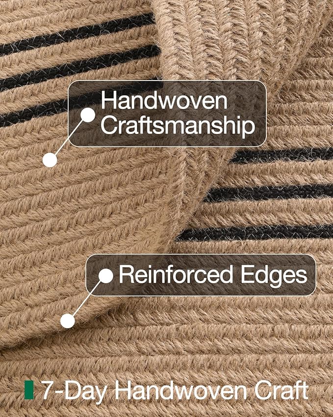 LUMI Jute Runner Rug Non Slip for Hallway, 3'x7' Natural Rustic Carpet No Shedding, Farmhouse Braided Area Mat Indoor High Traffic for Living Room, Entryway, Kitchen, Laundry