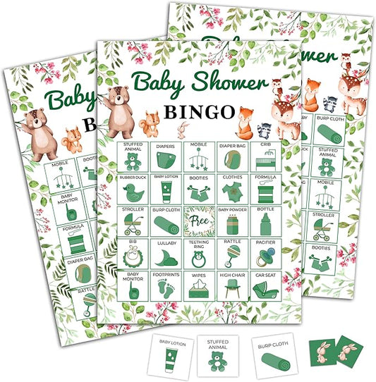 Baby Shower Bingo Game Cards, Jungle Safari Baby Shower Bingo, Wild Animals Gender Reveal Party Favors Supplies, Game Sets for Adults Large Group Party Activities for Family -A07