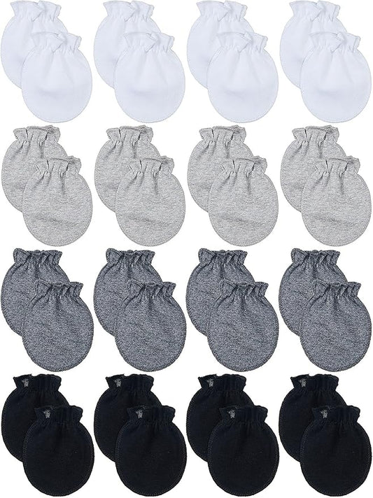 16 Pairs Newborn Baby Cotton Mittens No Scratch Gloves Unisex Newborn Mittens for baby Boys Girls 0-6 Months