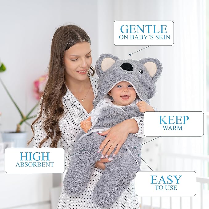 Baby Swaddle Blanket Koala 0-6 Months Cute Organic Ultra Soft Plush Stuff Must Have Infants Girls Boys Clothes Gender Neutral Essentials, Registry Gift Swaddling Wrap Shower