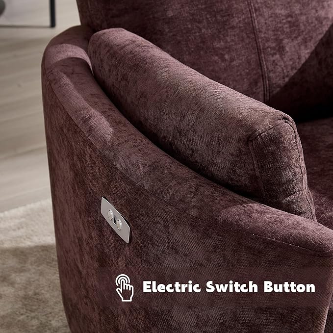 Power Swivel Glider Rocking Recliner,Electric Recliner Upholstered Nursery Chair Adult Rocking Chair with 2 Pillows for Living Room Bedroom(Coffee, Power-Driven)