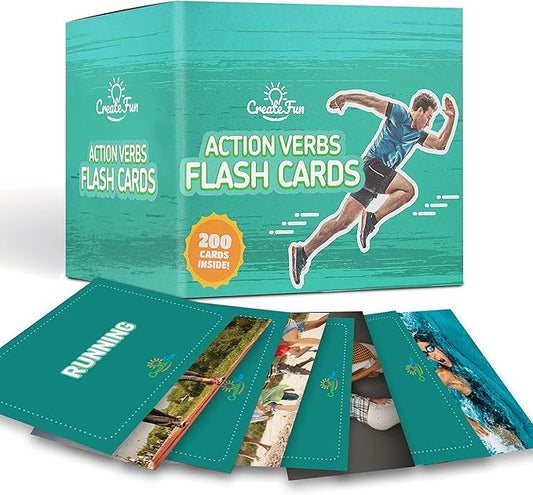 200 Action Verbs Flash Cards - Vocabulary Builder Educational Photo Cards for Speech Therapy, ESL & Homeschooling | Realistic Diverse Pictures for Kids & Adults with Autism, Dementia, Aphasia, SLP