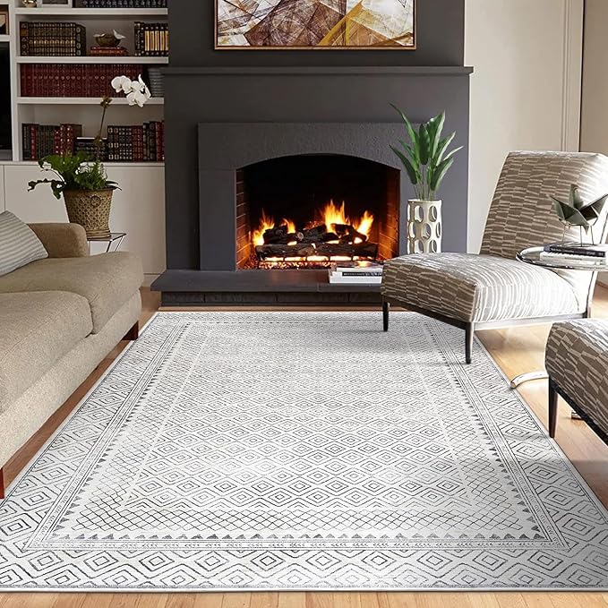 ReaLife Rugs Machine Washable Area Rug Runner - Living Room Bedroom Bathroom Kitchen Entryway Office - Padded Low Pile Stain Resistant Premium - Boho Farmhouse Vintage - Aria - Ivory 3' x 5'