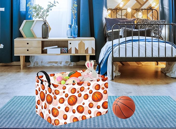 Basketball Kids Gift Storage Basket Shelf Storage Basket Organizer Box Clothes Laundry Hamper Toys Nursery Basket Baby Laundry Basket with Handles.