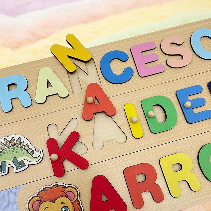 Personalized Name Puzzle for 1 2 3+ Year Old,Montessori Toys for 1 Year Old,Wooden Name Puzzle for Toddlers,1st Birthday Girl Gifts,Baby Puzzles 12-18 Months