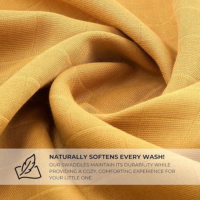 Featherhead™ 100% Cotton Muslin Swaddle Blankets for Baby Girl - Large 47”x 47” - Pre-Washed, Soft, & Breathable - Newborn Essential & Perfect Baby Registry Gift (4 Pack - Brown Solids)