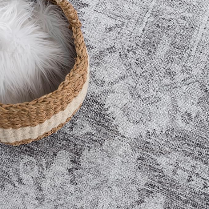 Bloom Rugs Washable 12 ft Runner - Ivory/Silver Gray Traditional Runner for Entryway, Hallway, Bathroom, and Kitchen - Exact Size: 2.5' x 12'