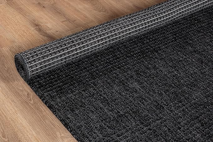 Beverly Rug Easy Jute Entry Rug 2x3 Solid Washable Durable Outdoor Indoor Area Rugs for Living Dining Room Patio Office Stain Resistant Non Shedding Casual Indoor Outside Carpet 2 x 3 Dark Gray
